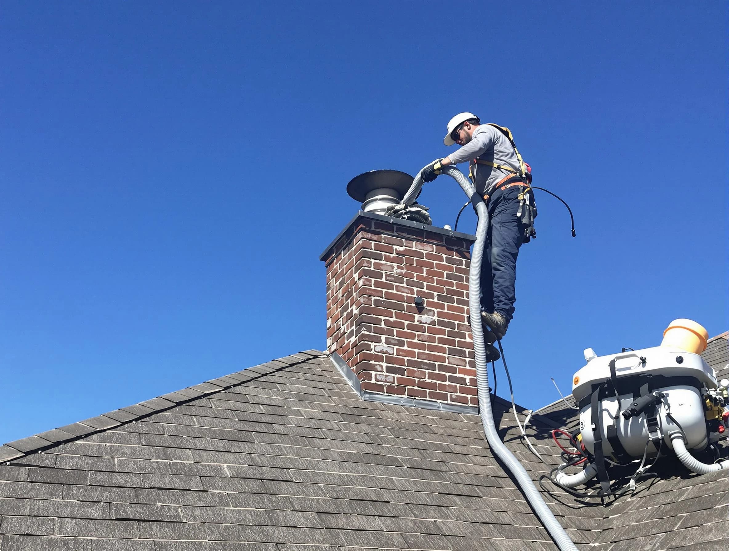 Dedicated Milton Chimney Sweep team member cleaning a chimney in Milton, GA