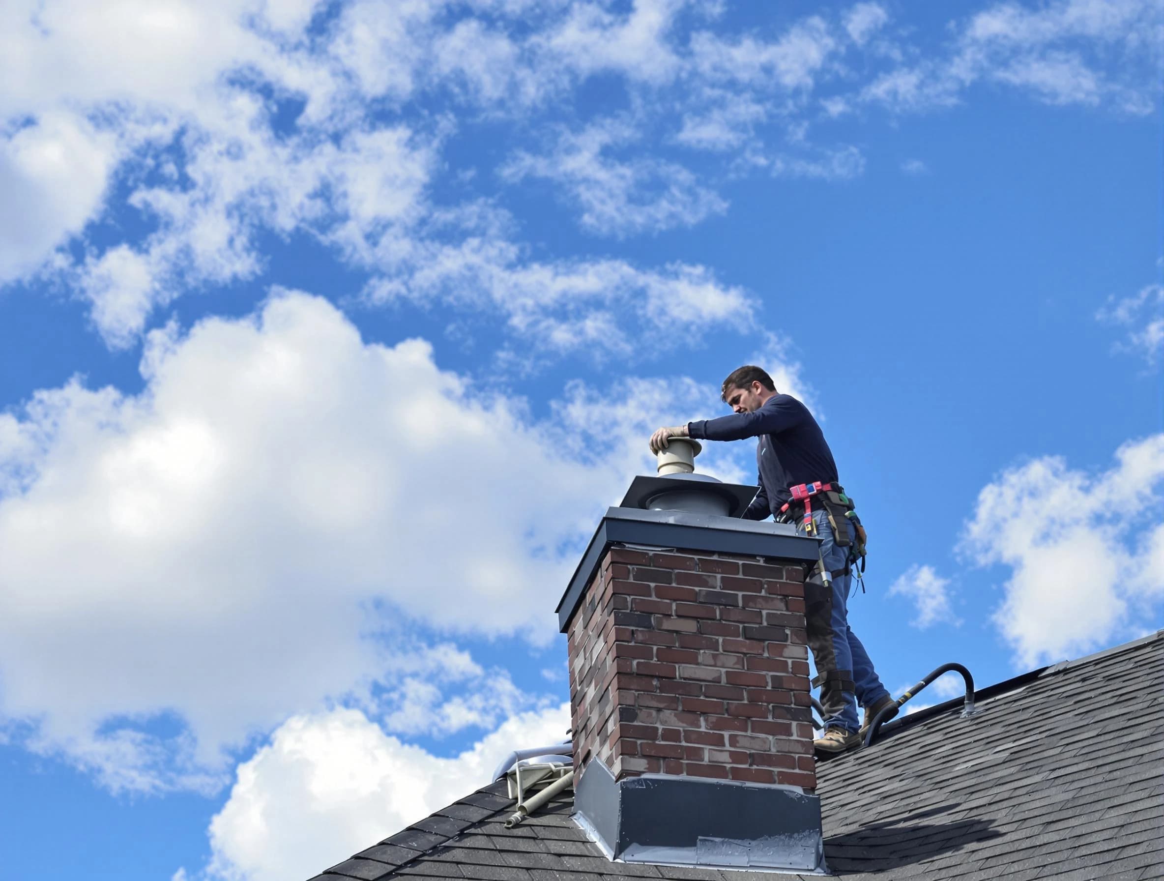 Milton Chimney Sweep installing a sturdy chimney cap in Milton, GA