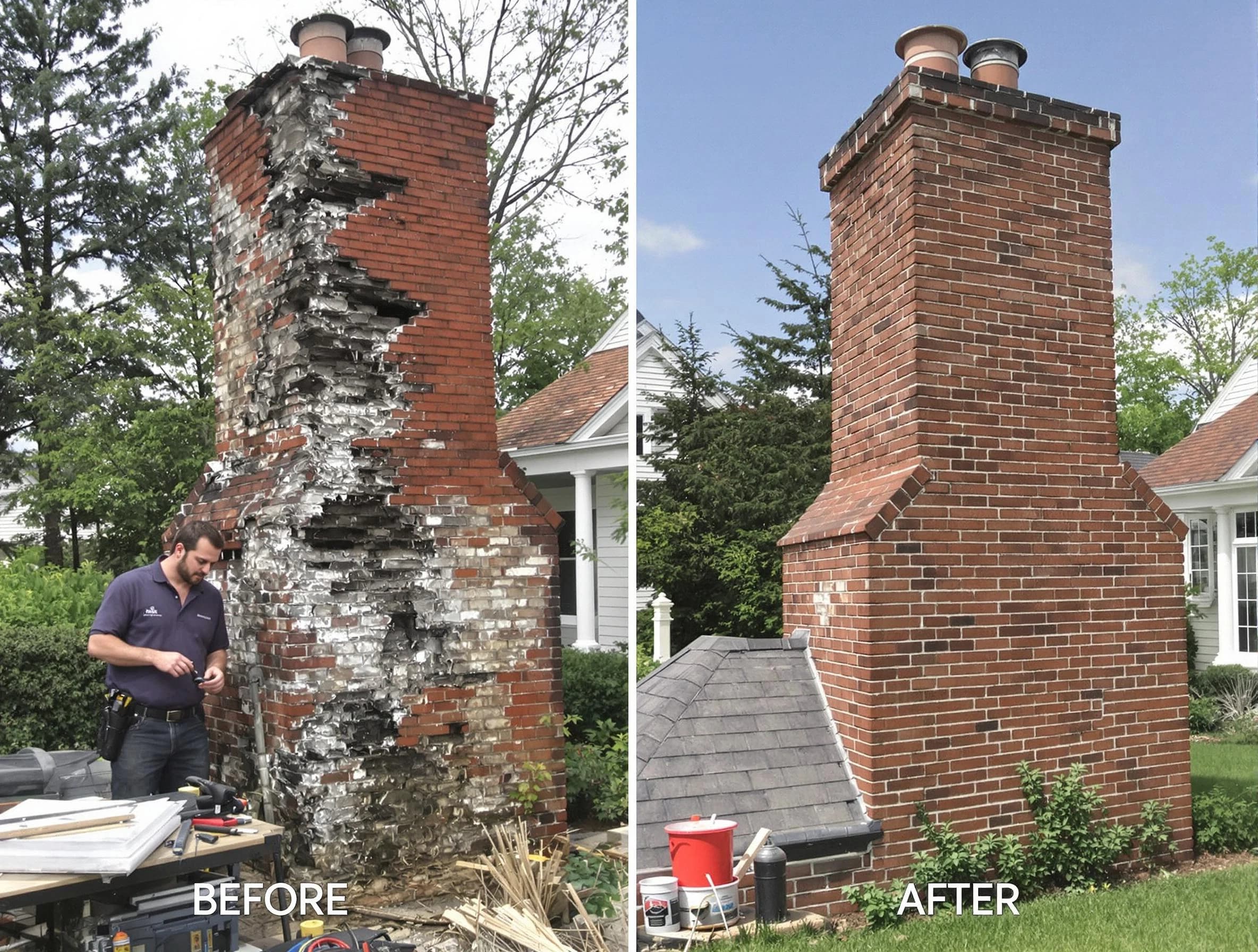 Milton Chimney Sweep performing a full chimney restoration in Milton, GA