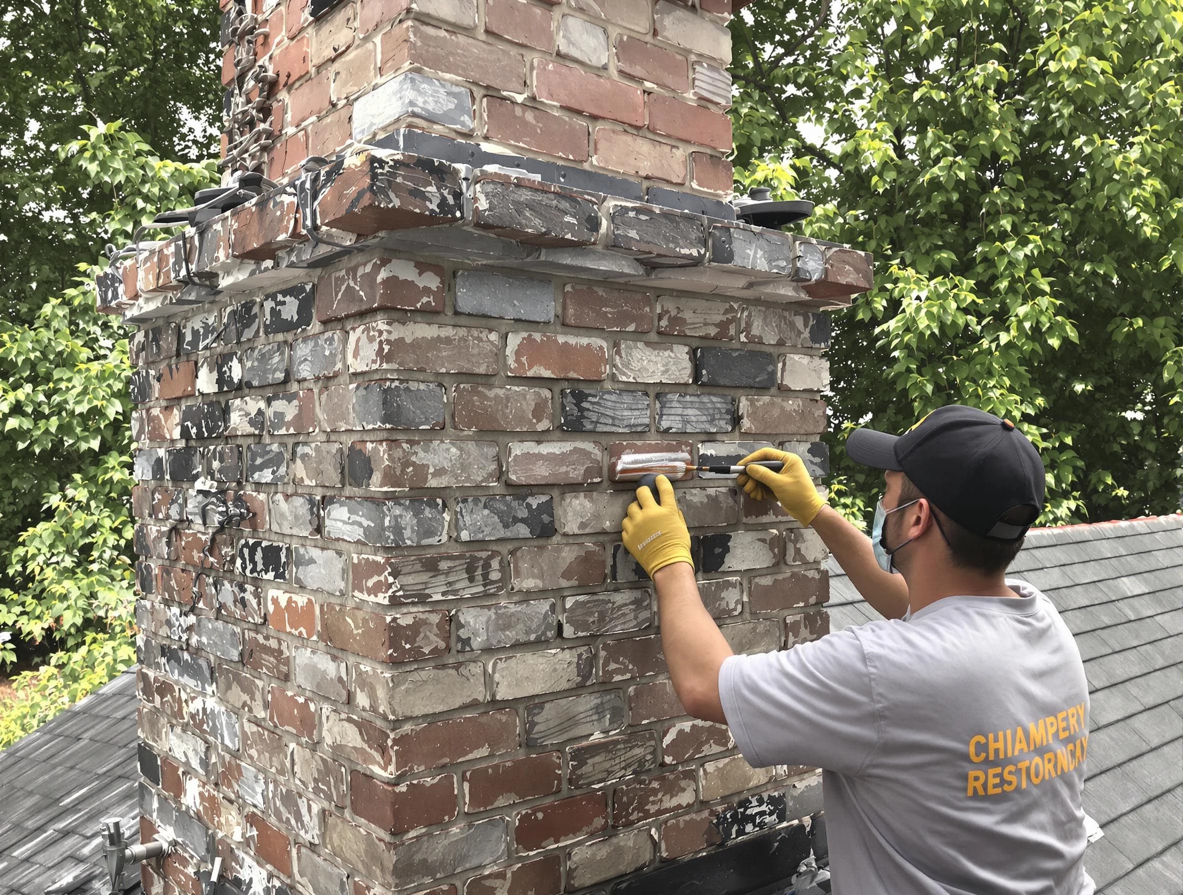In-progress chimney restoration by Milton Chimney Sweep in Milton, GA