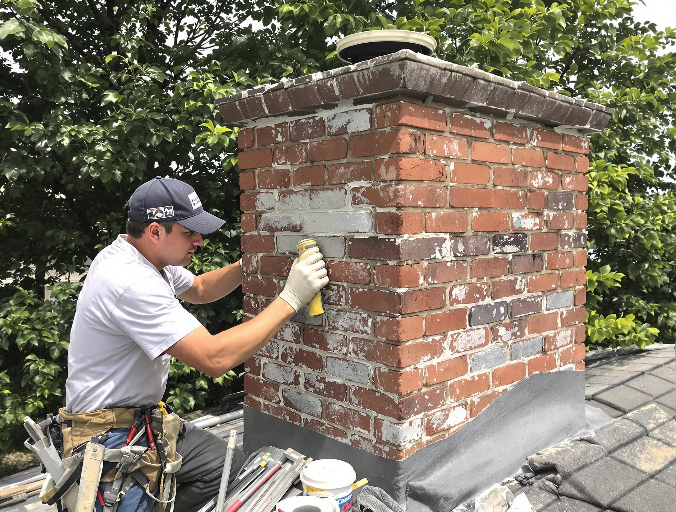 Milton Chimney Sweep restoring an aging chimney in Milton, GA