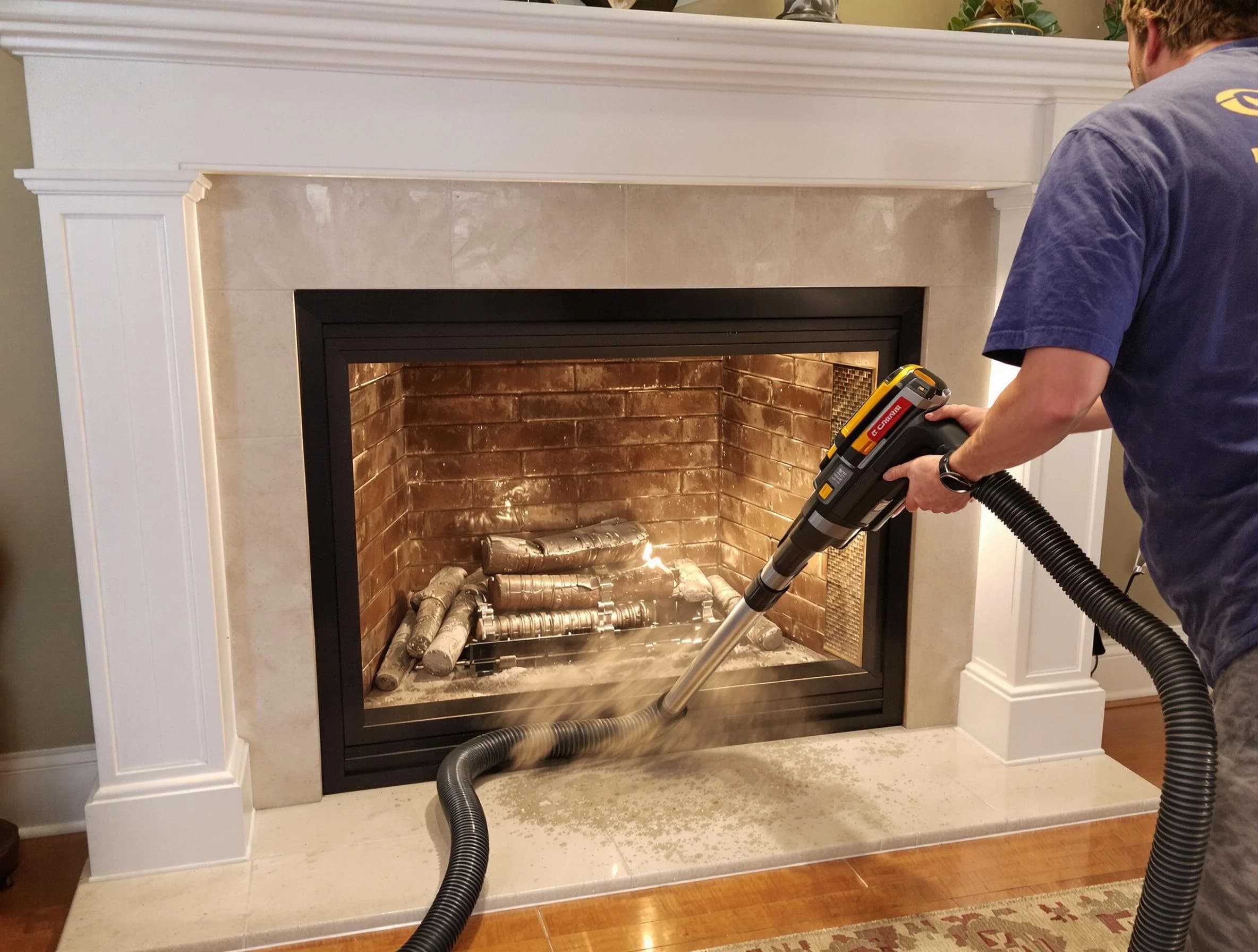 Fireplace cleaning performed by Milton Chimney Sweep in Milton, GA