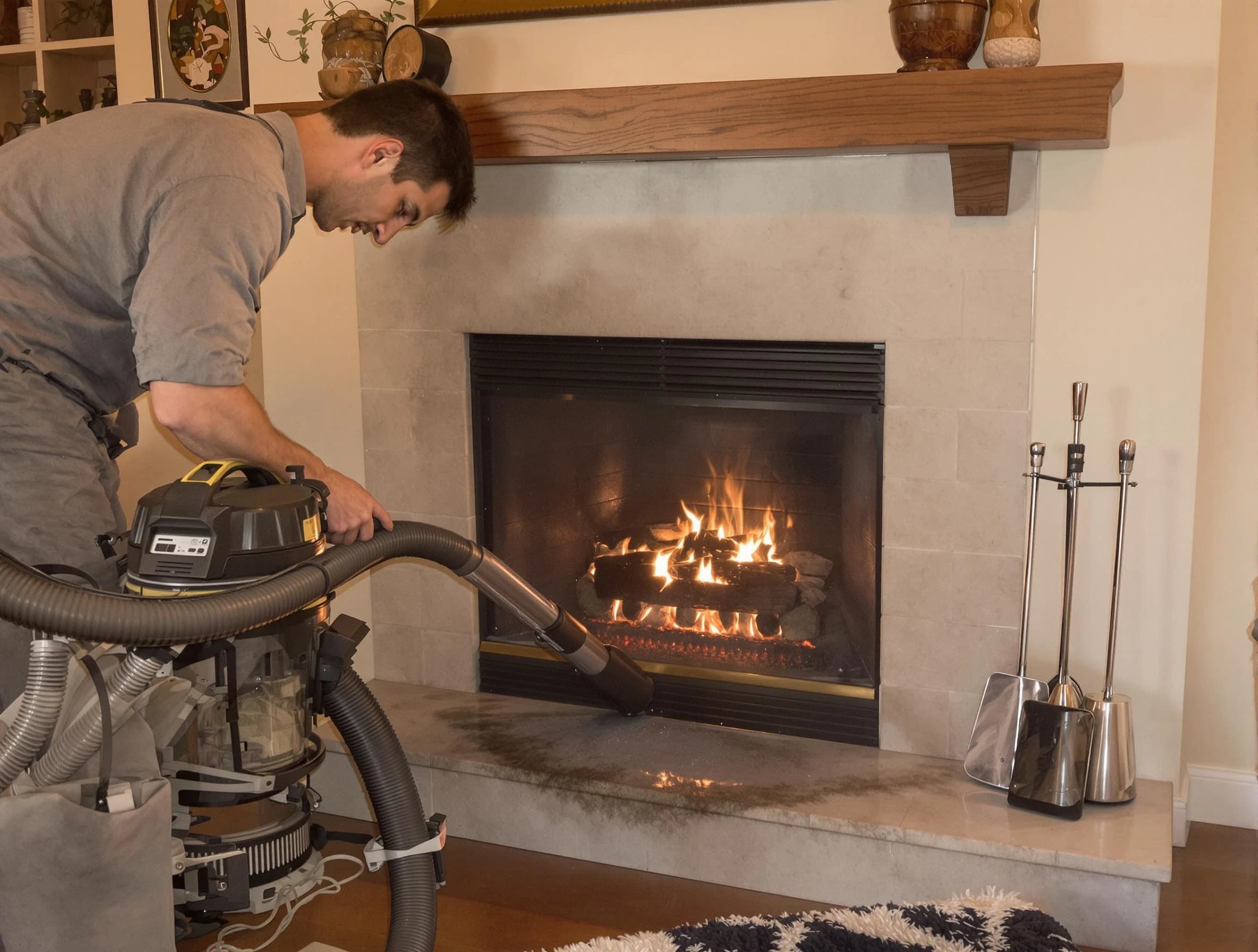 Routine fireplace upkeep by Milton Chimney Sweep in Milton, GA