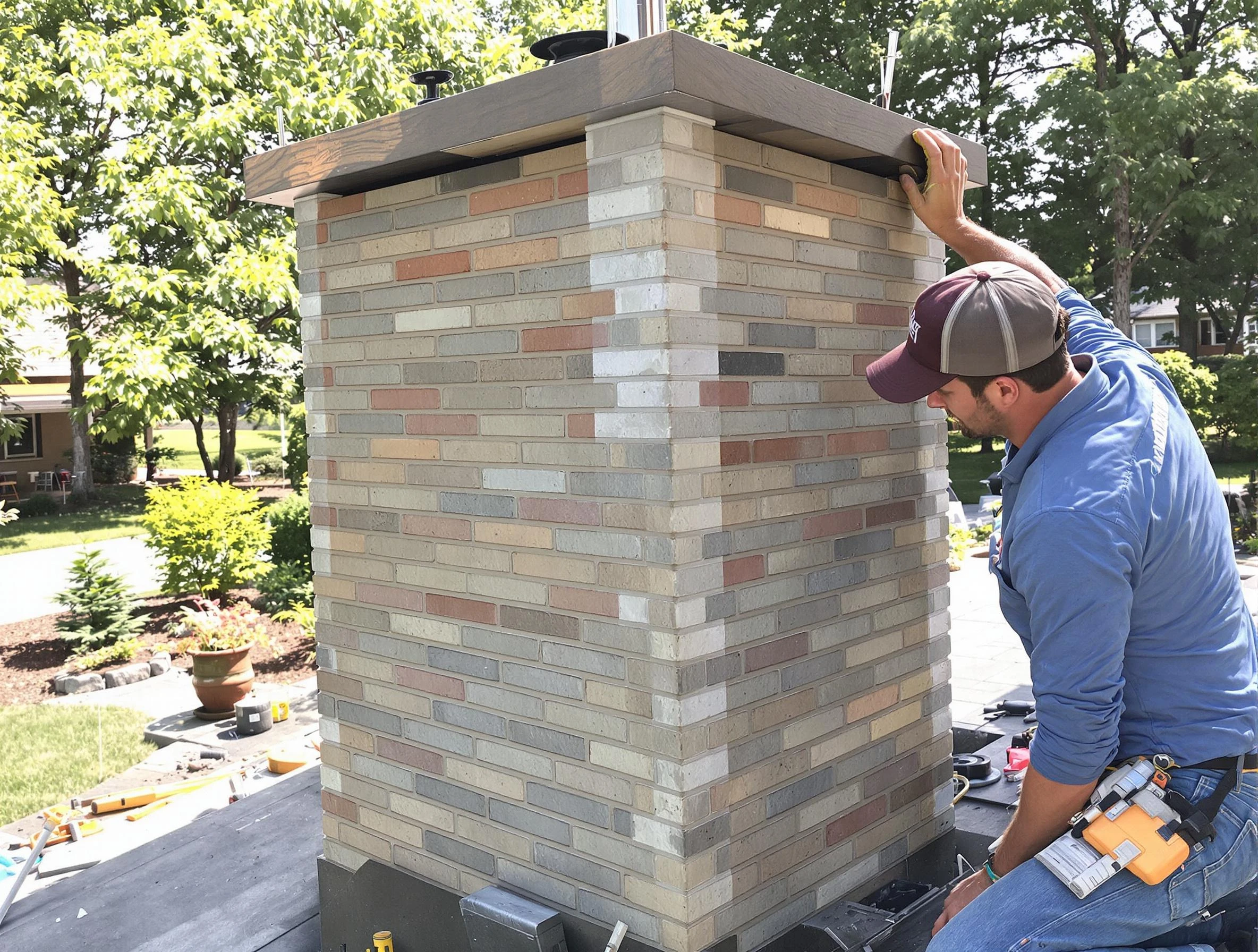 Milton Chimney Sweep completing a modern chimney remodel in Milton, GA