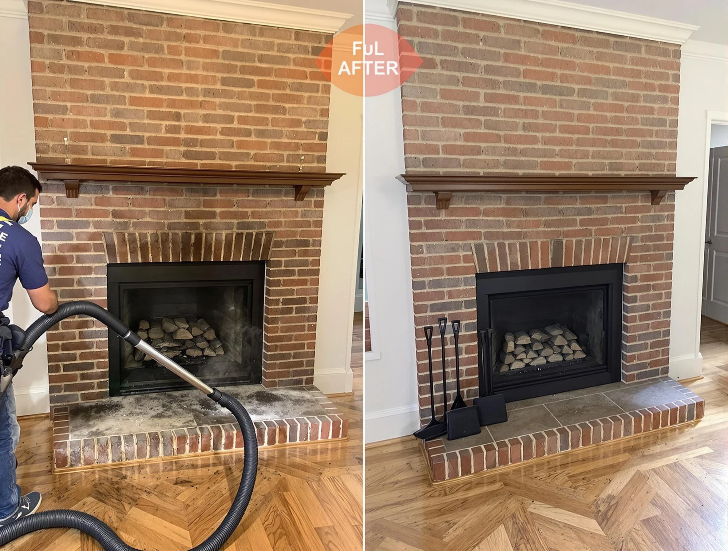 Milton Chimney Sweep carefully sanitizing a fireplace in Milton, GA