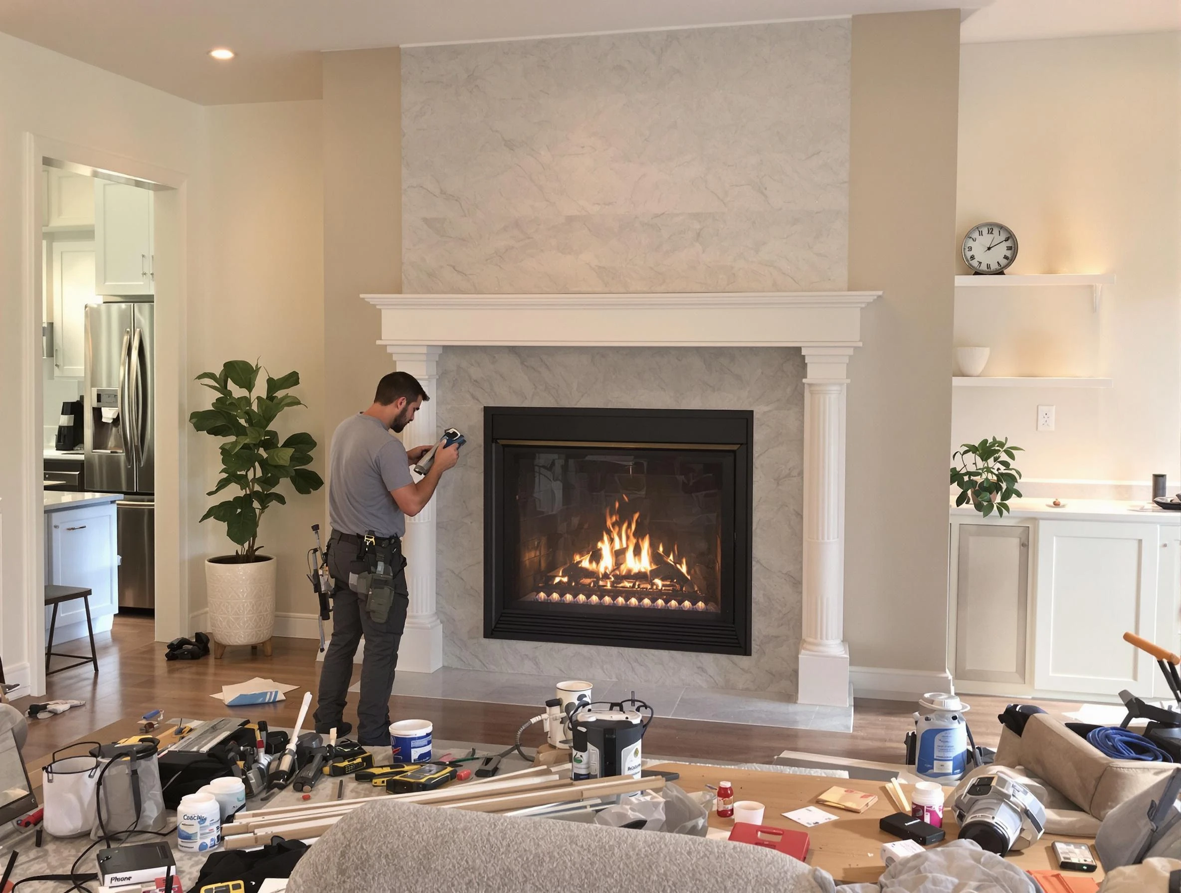 Newly installed fireplace by Milton Chimney Sweep in Milton, GA