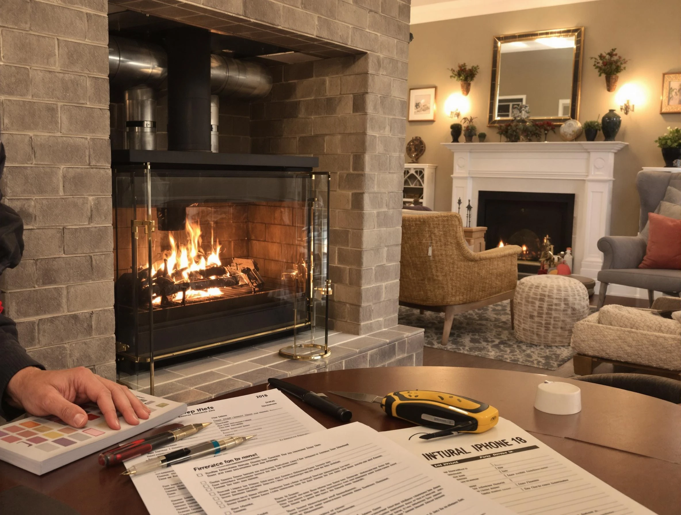 Milton Chimney Sweep verifying fireplace safety measures in Milton, GA